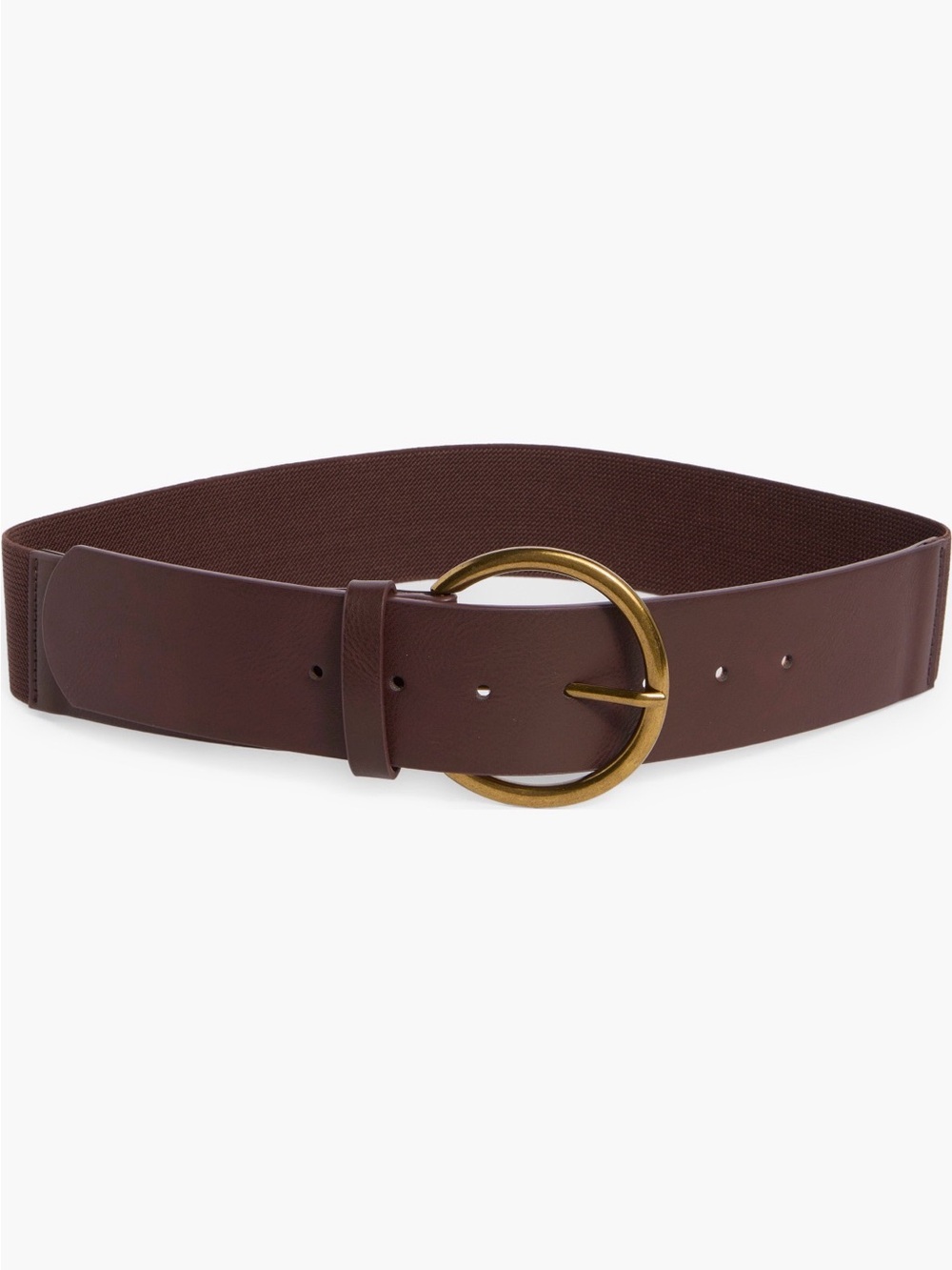 Linea Pelle Black Wide Belt with Gold Round Buckle